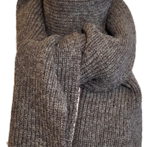 Écharpe en pure laine marron maille classique