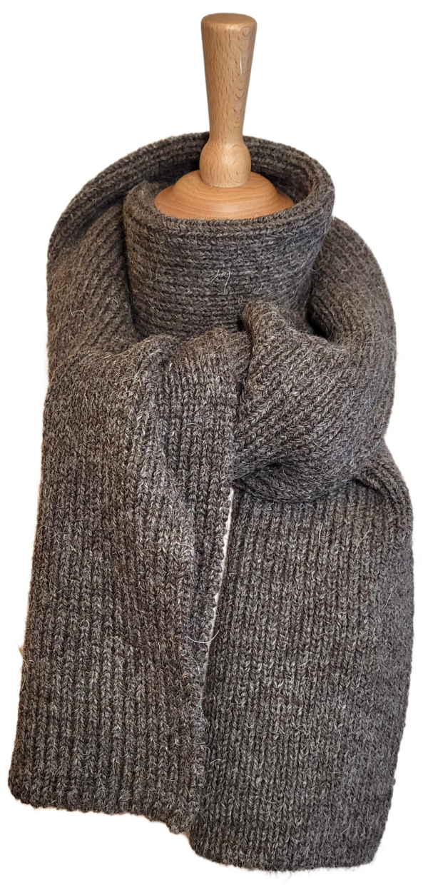 Écharpe en pure laine marron maille classique