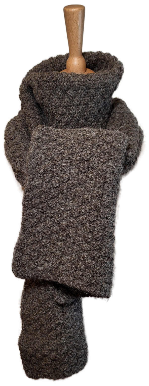 Echarpe en pure laine marron maille fantaisie
