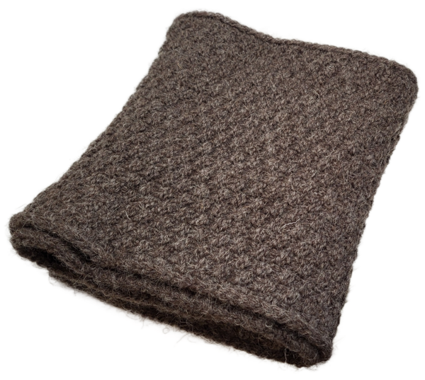 Écharpe en pure laine marron maille fantaisie