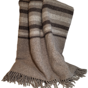 Plaid à rayures en pure laine vierge naturelle
