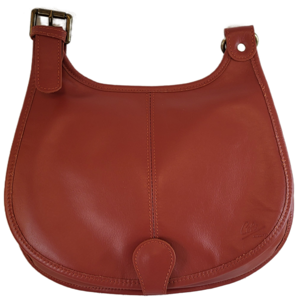 Sac besace en cuir couleur brique